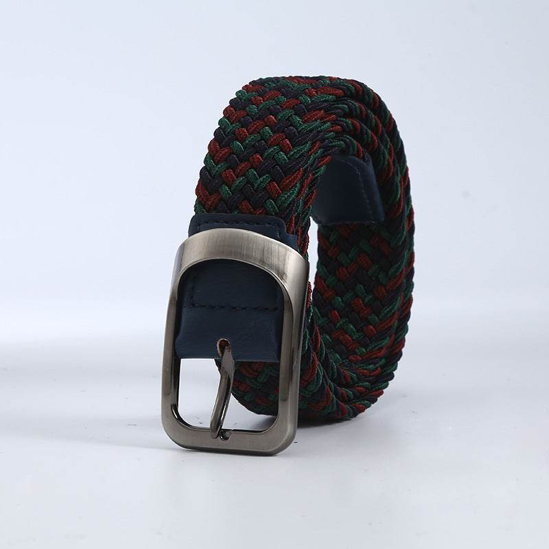 Men's Woven Canvas Outdoor Alloy All-match Elastic Belt - Mubimart