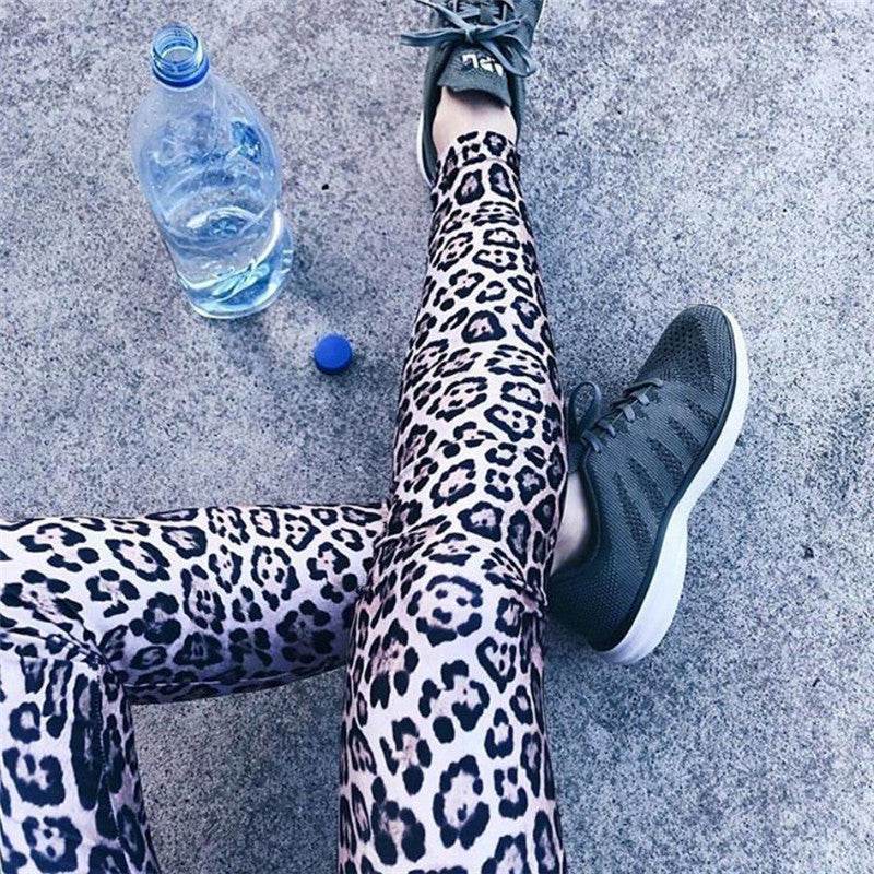 Leopard Print Pants Sexy Push Up Leggings Women High Waist Trousers Fashion Sexy Workout Polyester fitness trousers Activewear - Mubimart