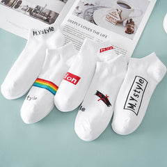 Thin Breathable Socks Low-cut Letter Pattern - Mubimart - No show socks 