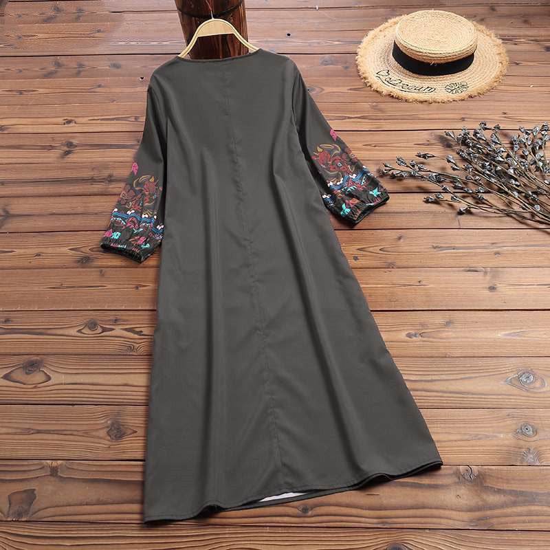 Printed casual tunic dress bohemian - Mubimart