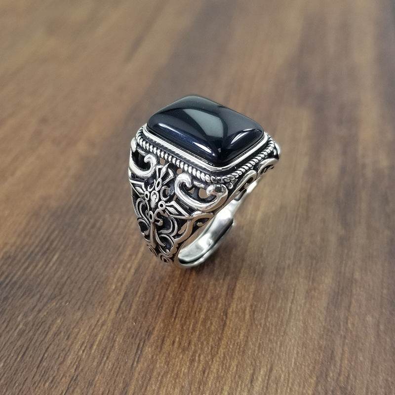 S925 sterling silver ring male ring - Mubimart