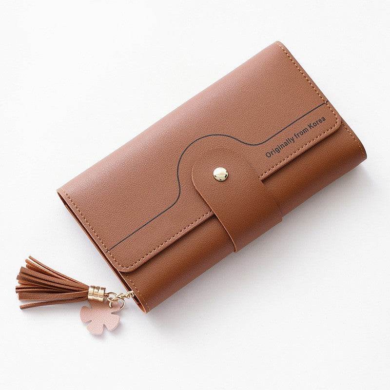 Geometric Alphabet Buckle Clutch Tassel Petal Long Ladies Wallet - Mubimart