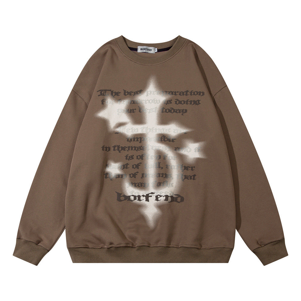 Cross Printed Crew Neck Sweatshirt Men