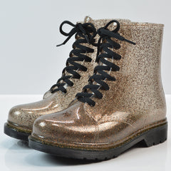 Transparent glitter rain boots