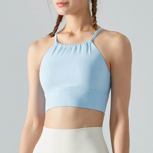 Front Collar Fold Movement Underwear Women With Chest Pad Workout Top - Mubimart