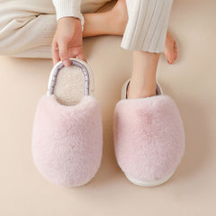 Fuzzy House Slippers Winter Warm Plush Faux Rabbit Fur Bedroom Shoes - Mubimart -  