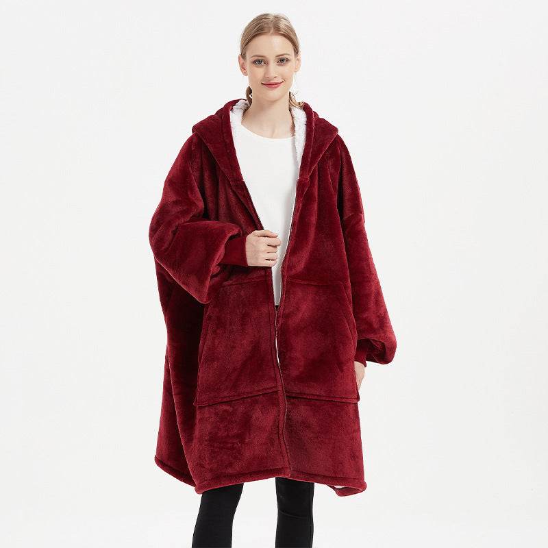 Plus Size Robe Winter Wearable Blanket Sweatshirt Women Men Warm And Cozy Giant Blanket Hoodie Home Clothes - Mubimart