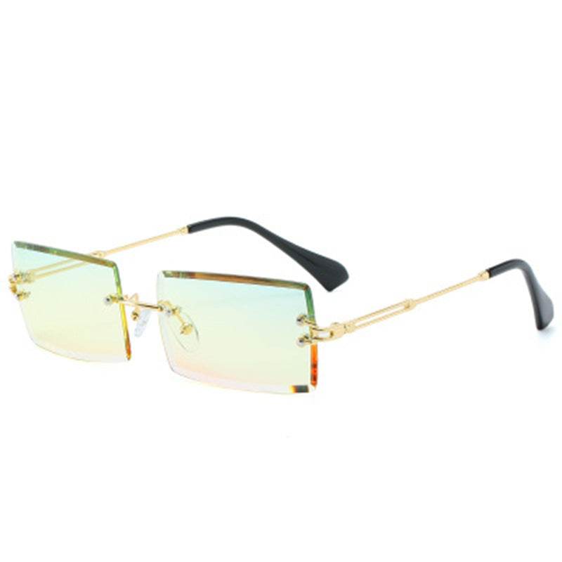 Rimless Rectangle Sunglasses Square Fashion Hip-hop Sunglasses Tide Ins Retro Street Beat Cut Edge Sunglasses - Mubimart