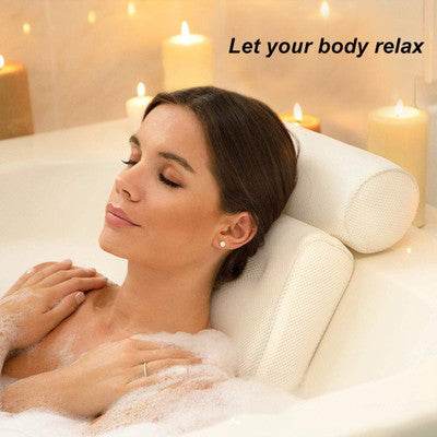 6 suction cups bath pillow 3D net bathtub pillow - Mubimart