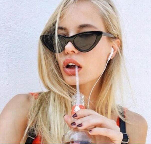 Korean version of the retro retro Harajuku cat eye sunglasses female triangle hip hop European and American net red sunglasses female ins glasses - Mubimart