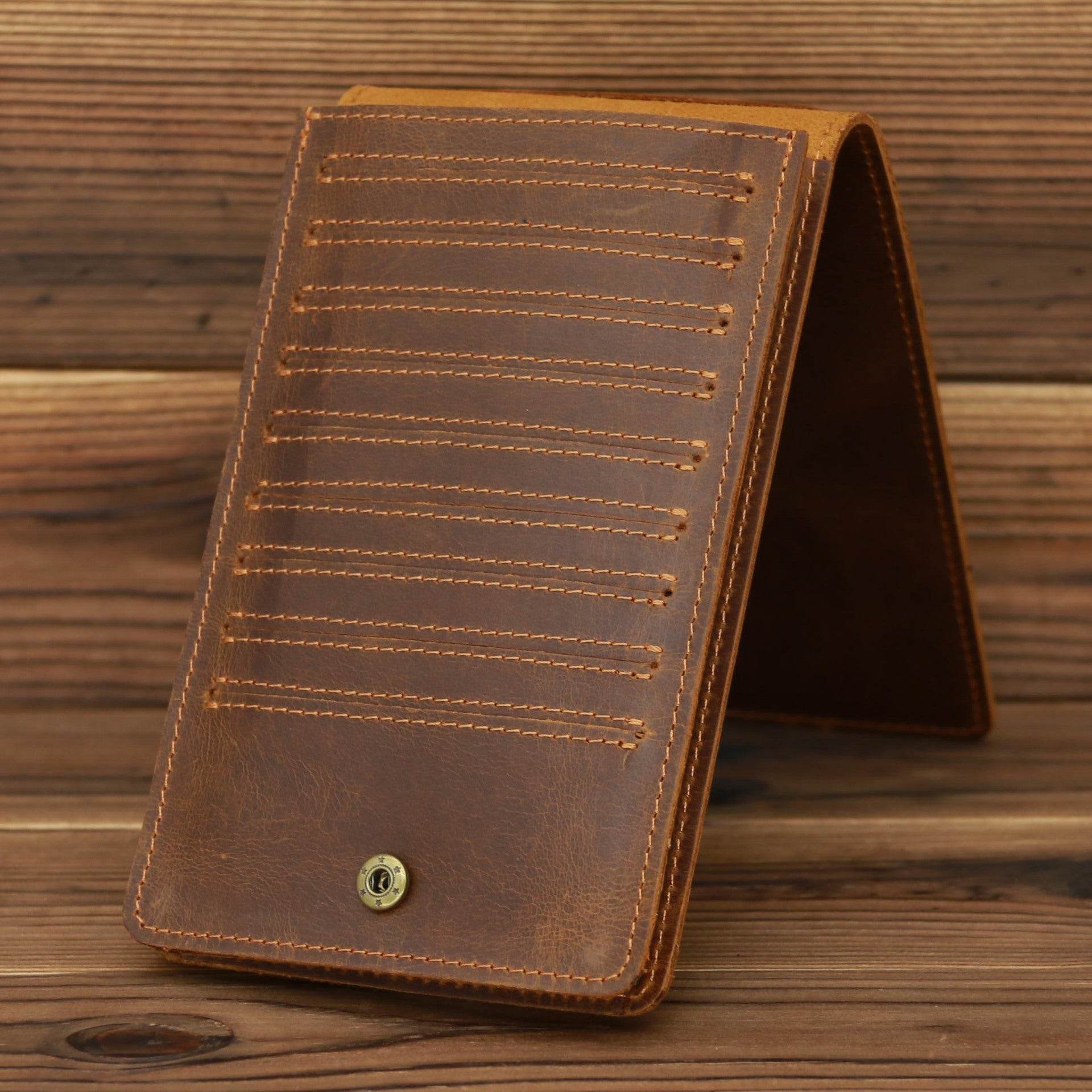 Men's Long Mobile Phone Bag Money Bag Head Layer Cowhide Crazy Ma Card Bag Wallet Card Clip Big Card Clip Thin - Mubimart