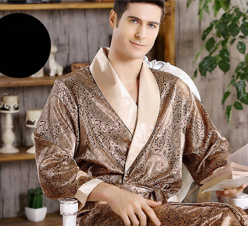 Men's silk nightgown summer - Mubimart -  