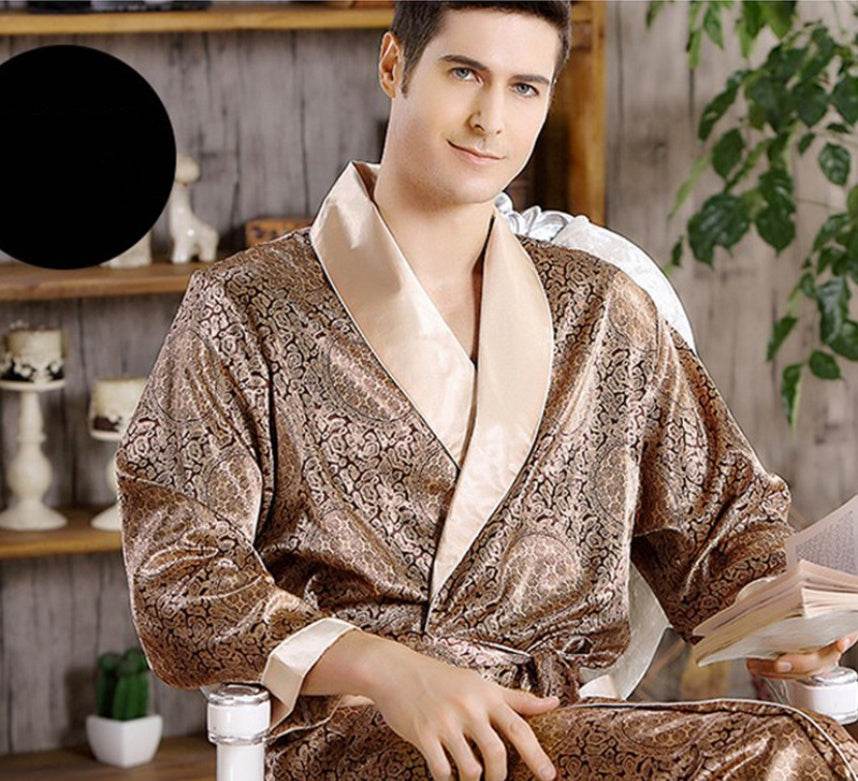 Men's silk nightgown summer - Mubimart