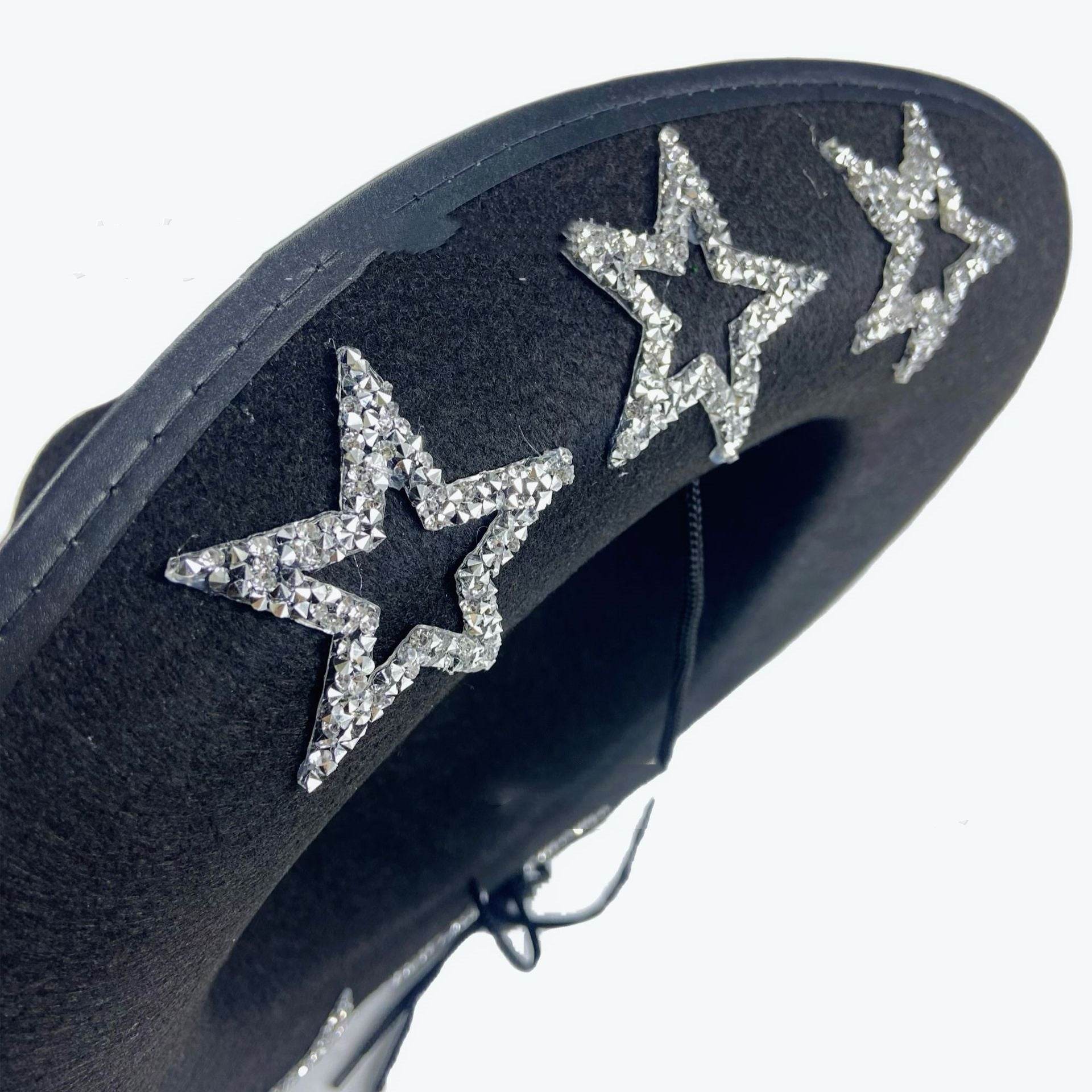 Western Cowboy Hat Rhinestone Five-pointed Star Fedora Hat - Mubimart