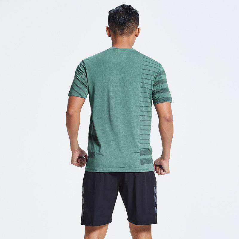 Workout Clothes Men's Short-sleeved Shirt Sports Suit Breathable T-shirt - Mubimart