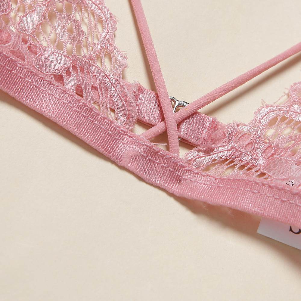 Three-Piece Sexy Lace Hollow Perspective Garter Belt - Mubimart