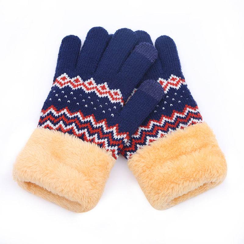 Couple knitted gloves touch screen gloves - Mubimart
