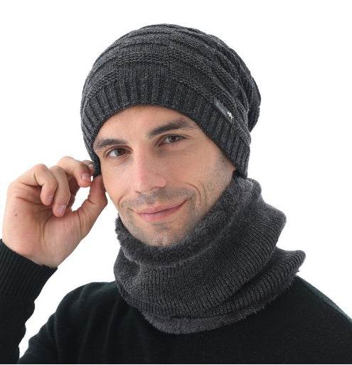 Wool Knitted Hat And Scarf Suit Men - Mubimart