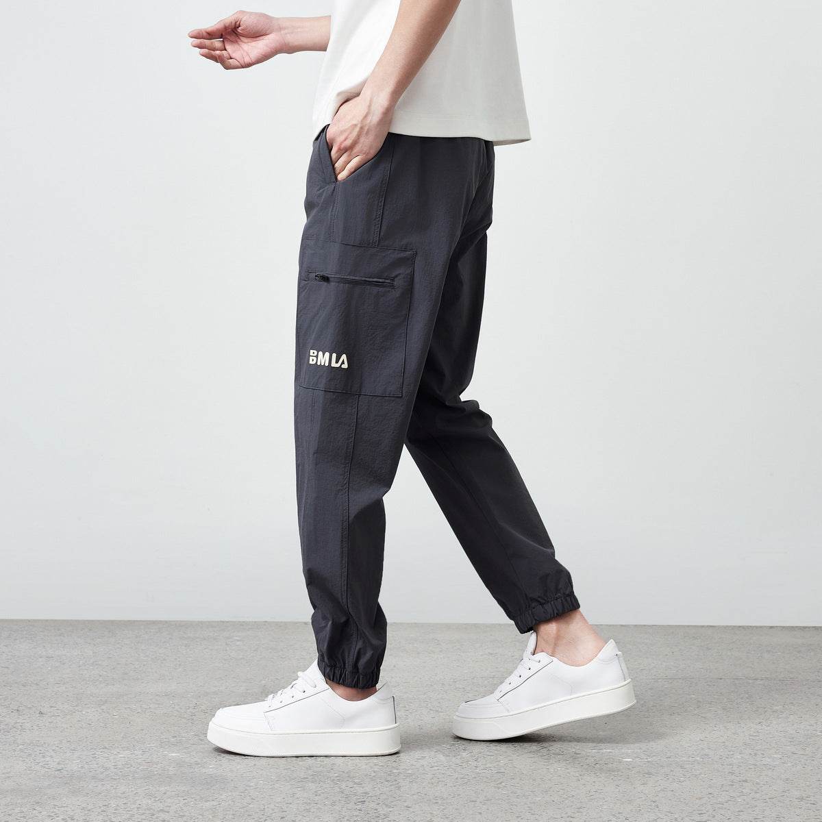 Tooling Style Elastic Waist Men's Casual Jogger Cropped Pants - Mubimart