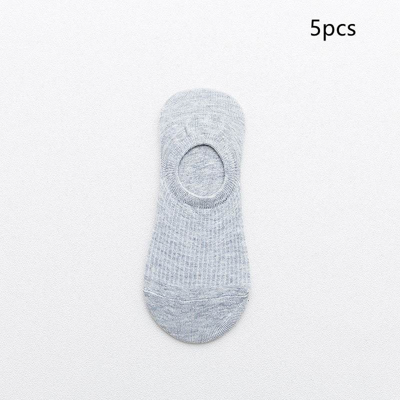 Cotton Spring And Summer Invisible Socks Low Cut Silicone Non-slip - Mubimart