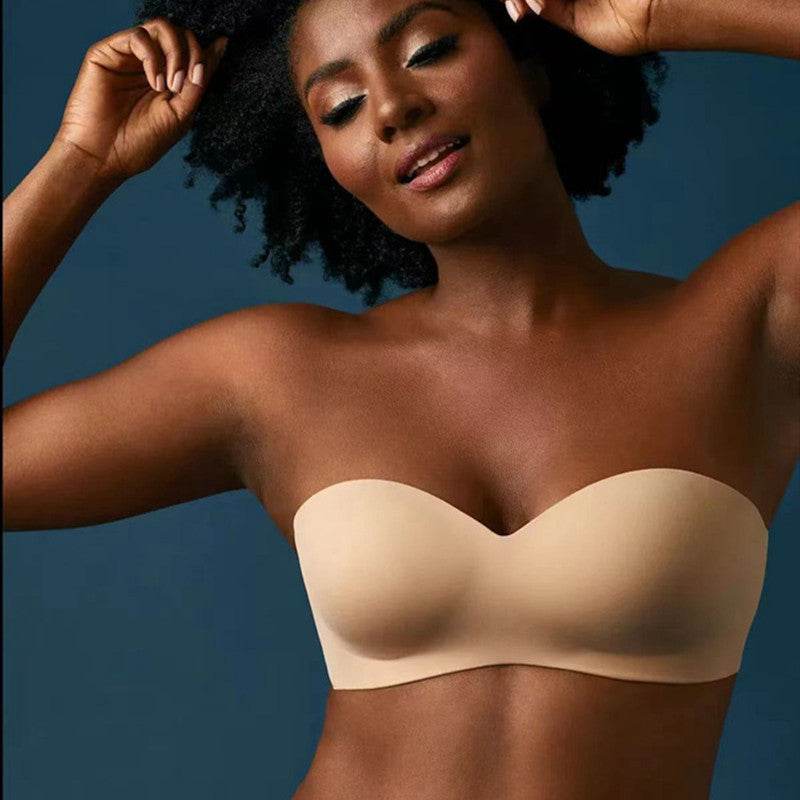 Invisible Strapless Half Cup Traceless Sexy Gathering Bra One-piece Invisible Wedding Dress Off-shoulder Bra For Women - Mubimart