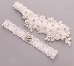 Bridal Rhinestone Garter Belt Pearl Flower Leg Socks Elastic - Mubimart -  