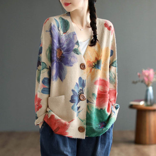 Women's Retro Plus Size Versatile Cardigan - Mubimart