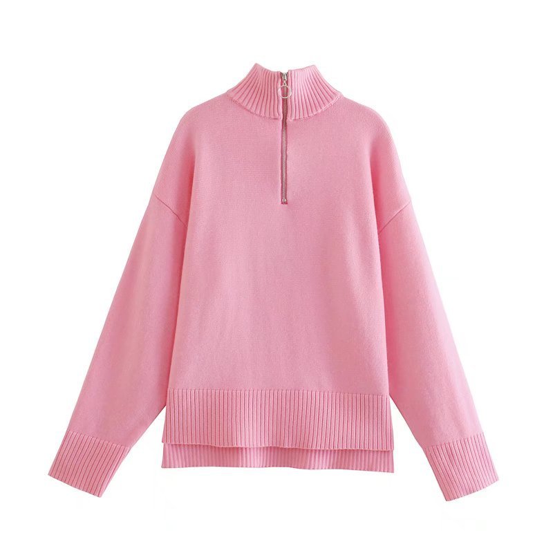 Casual losse pullover met rits