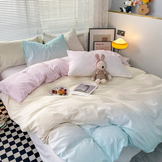 Macaron Washed Cotton Brushed Gradient Duvet Cover