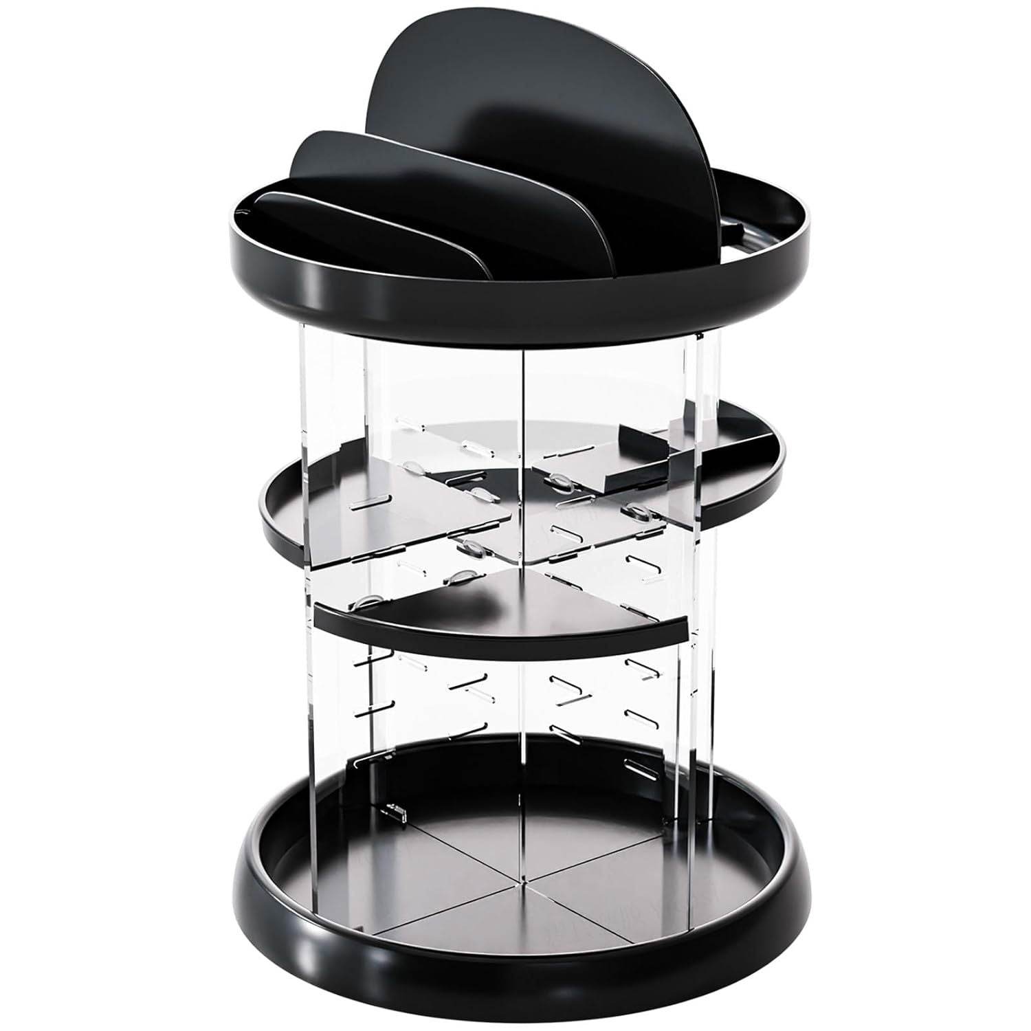 360 Rotating Makeup Organizer For Vanity Storage Adjustable Spinning Beauty And Skincare Organizer,Clear Acrylic Carousel Cosmetic Display Cases,Bathroom Counter Lazy Susan Skin Care Holder - Mubimart