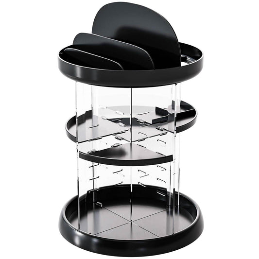 360 Rotating Makeup Organizer For Vanity Storage Adjustable Spinning Beauty And Skincare Organizer,Clear Acrylic Carousel Cosmetic Display Cases,Bathroom Counter Lazy Susan Skin Care Holder - Mubimart