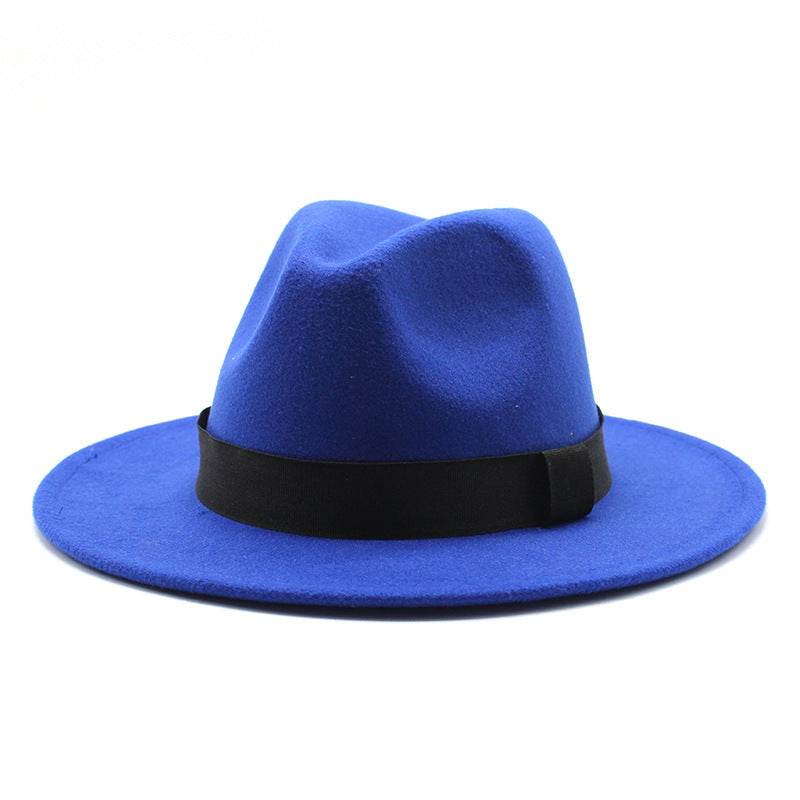 New Panama Flat Brim Fedora Hat Woolen Hat Men's And Women's Hats - Mubimart