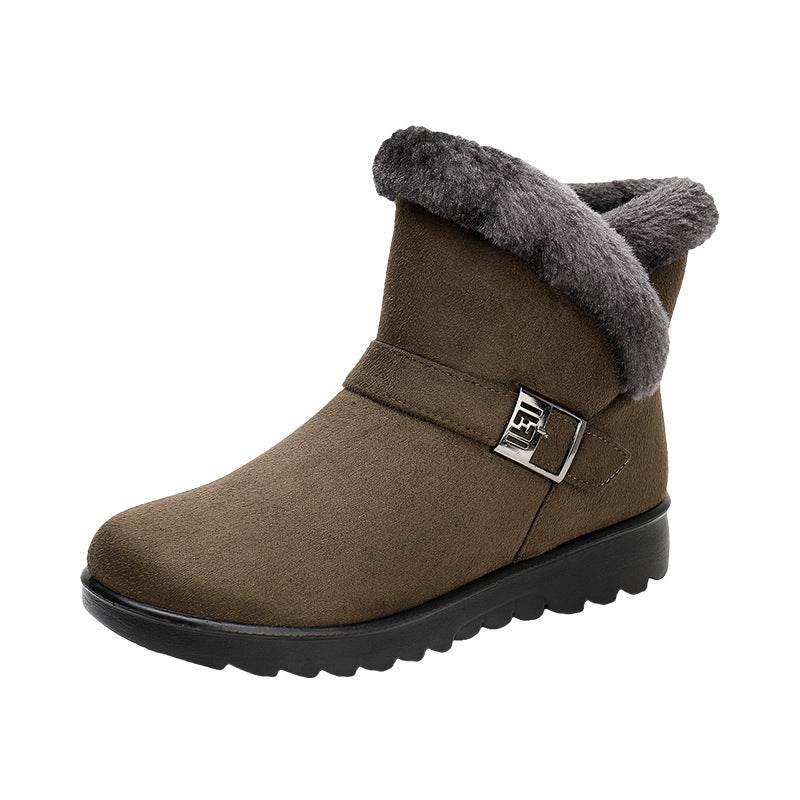 Winter Boots Women Warm Plush Snow Boots Zipper Comfort Flats Shoes - Mubimart