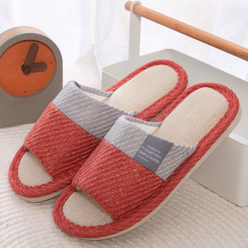 Linen Slippers House Shoes Women Bedroom Slippers - Mubimart -  