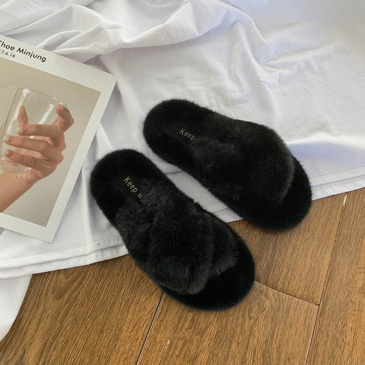 Hairy slippers for women - Mubimart