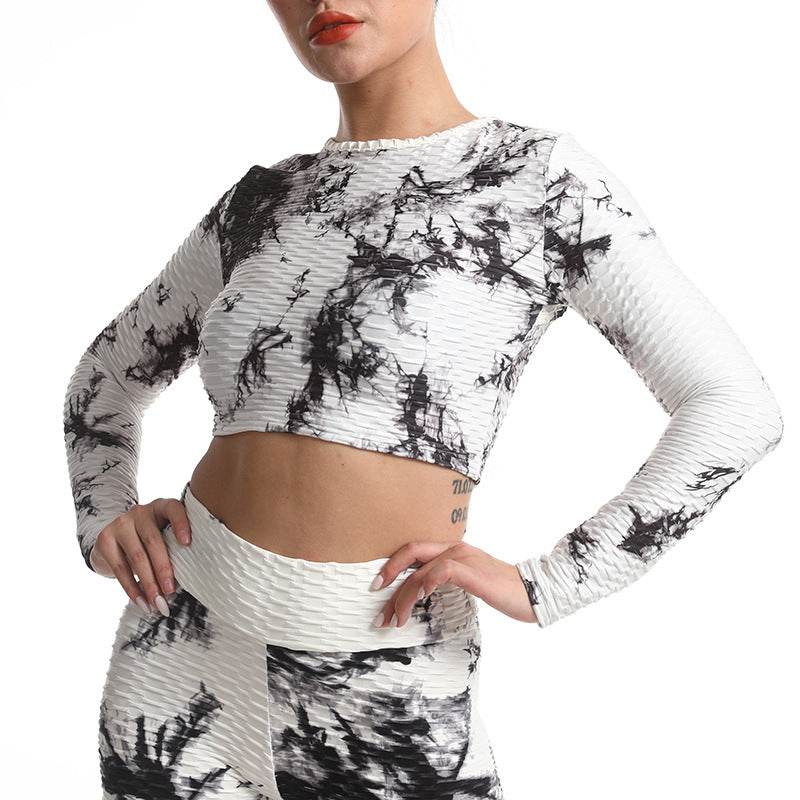 Jacquard Workout Clothes Hollow Sports Top - Mubimart