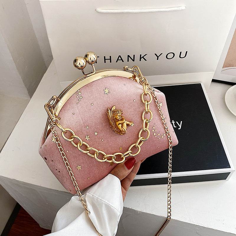 Girls velvet crossbody handbag - Mubimart
