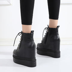 Waffle Platform Wedge Booties