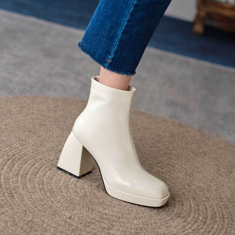 Fashion Soft Leather Women Boots Women Shoes - Mubimart
