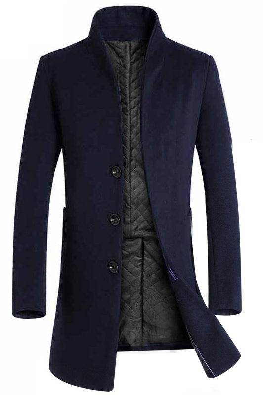 Men's long coat woolen coat trench coat - Mubimart