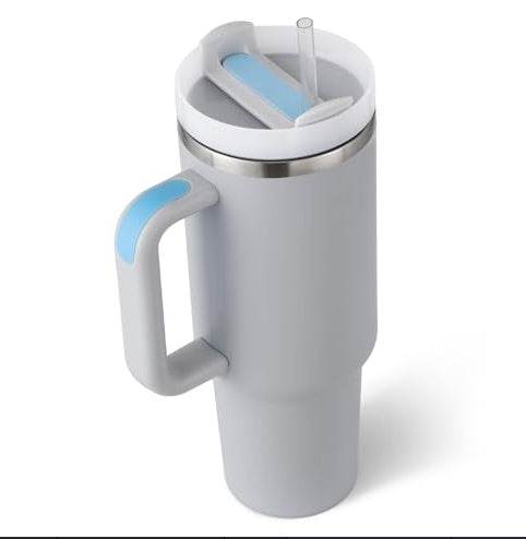 40oz Straw Coffee Mug With Handle Portable Car Stainless Steel Water Bottle Large Capacity Travel Bisphenol A Free Mug - Mubimart