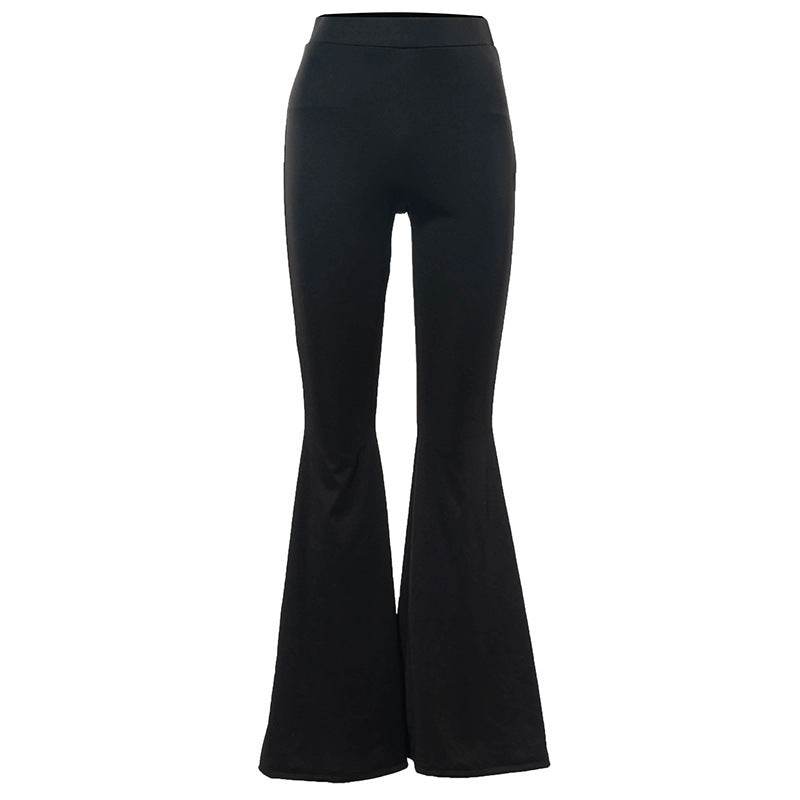 High Waist Grommet Criss Cross Hem Flare Leg Jeans - Mubimart