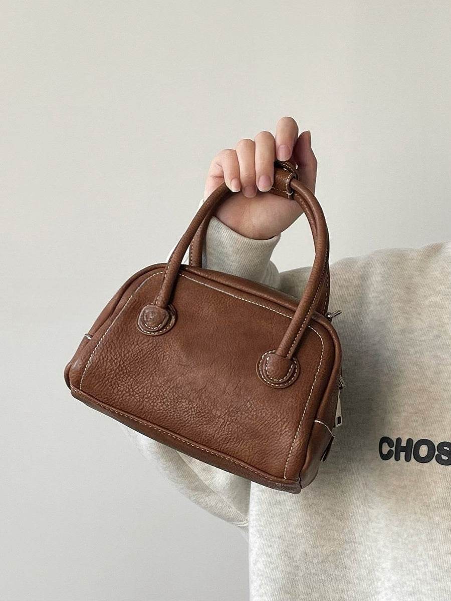 Korean Style Niche Maillard Bowling Versatile Casual Ins Handbag Crossbody Bag Women - Mubimart