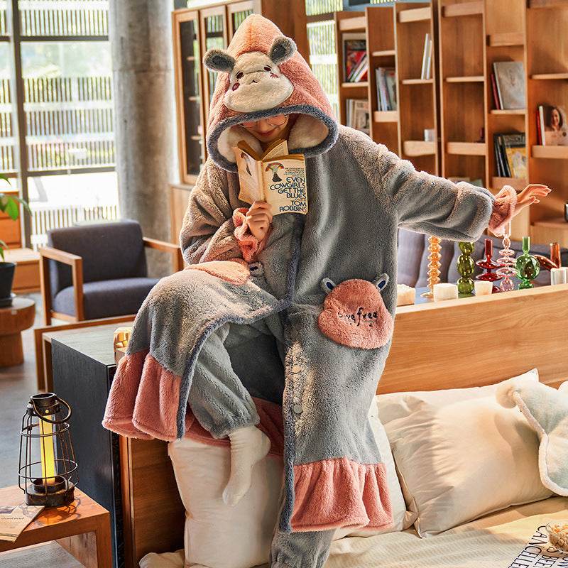 Fashion Pajamas For Women Thick Night-robe - Mubimart