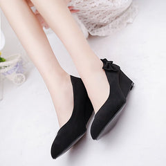 Suede Black All-match Flat Wedge Work Shoes Women