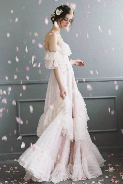 Women's Fashion Polka Dot Wedding Dresses - Mubimart
