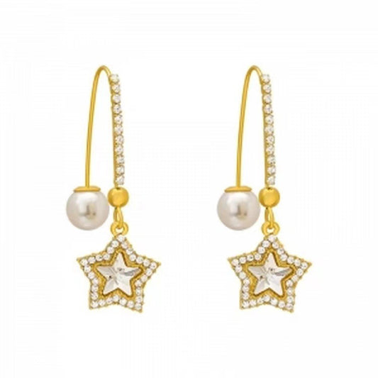 Five-pointed Star-shaped Crystal Earrings Fashion And Fully-jewelled Earrings