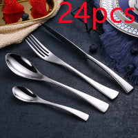 4PCS Set Black Stainless Steel Cutlery Korean Dinnerware Set Gifts Mirror Polishing Silverware Sets Scoop Knife and Fork Sets - Mubimart -  