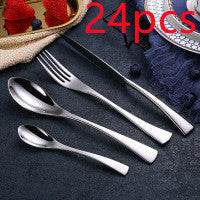 4PCS Set Black Stainless Steel Cutlery Korean Dinnerware Set Gifts Mirror Polishing Silverware Sets Scoop Knife and Fork Sets - Mubimart