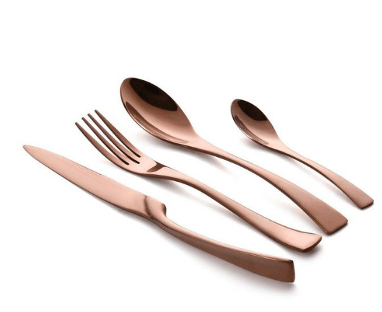 4PCS Set Black Stainless Steel Cutlery Korean Dinnerware Set Gifts Mirror Polishing Silverware Sets Scoop Knife and Fork Sets - Mubimart